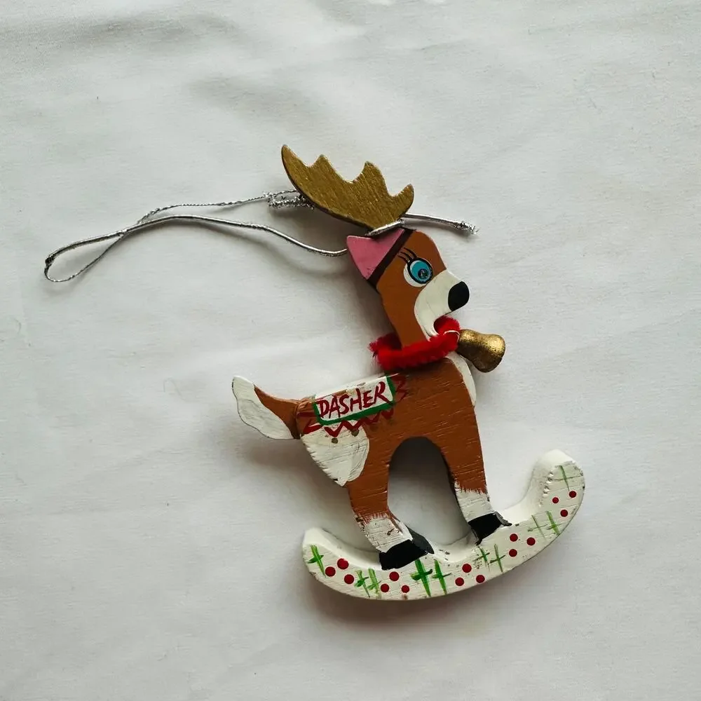 Vintage Hand Painted Santa's Reindeer 